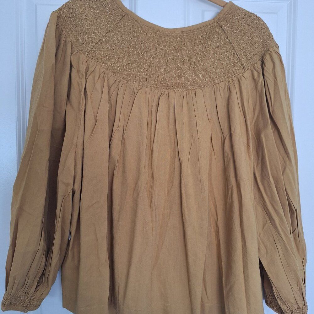 OLD Navy Tan Cotton  viscose  Women's Blouse size 3X‎ - Picture 5 of 8